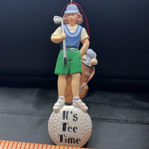 Woman lady female golfer It's Tee Time Christmas ornament - Picture 5 of 5